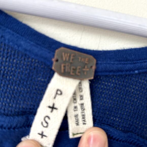 We the Free People Varsity Top Size S Blue Pullover Jersey Tee Relaxed Oversized - Picture 5 of 6